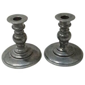 Vintage Pair of Pewter Candlestick Holders Hallmarked 4 Inches High‎